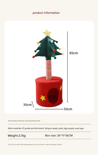 Festive Christmas Tree Cat Scratcher & Condo | 2 In 1 Sisal Post With Cozy Hideaway Bed Furniture & Scratchers