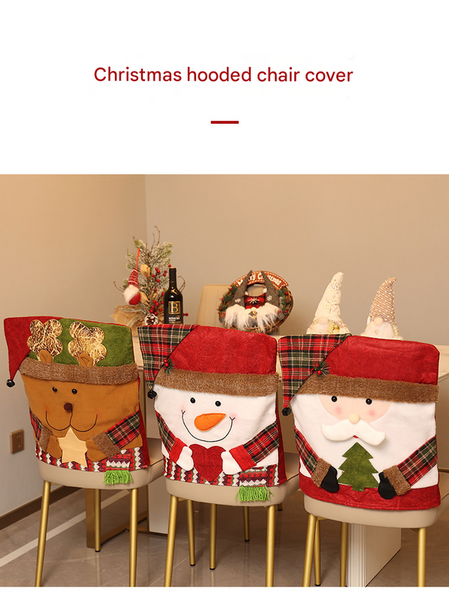Festive Christmas Dining | Santa Snowman & Reindeer Character Slipcovers Chair Covers