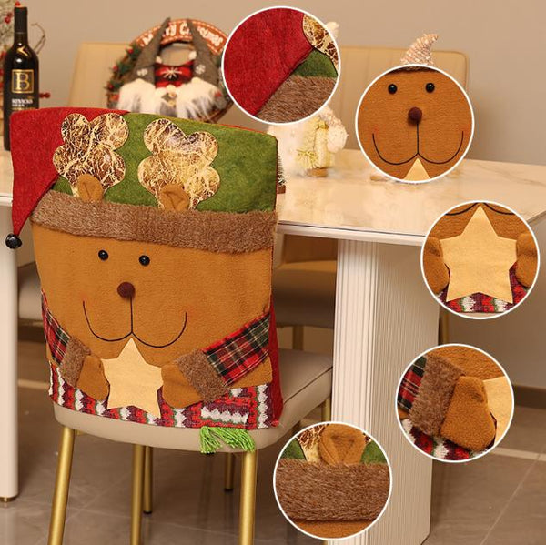 Festive Christmas Dining | Santa Snowman & Reindeer Character Slipcovers Chair Covers