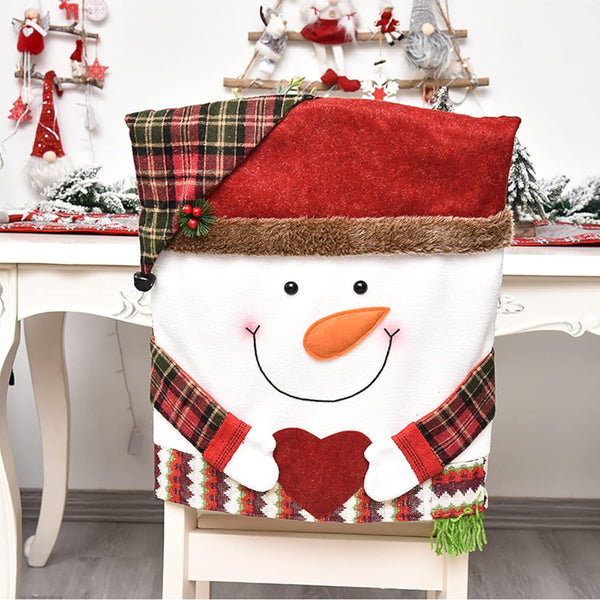 Festive Christmas Dining | Santa Snowman & Reindeer Character Slipcovers Chair Covers