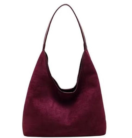 Wine Red Chic Faux Suede Tote Bag With Matching Pouch Large Capacity Slouchy Shoulder Bag Women's Bags & Handbags