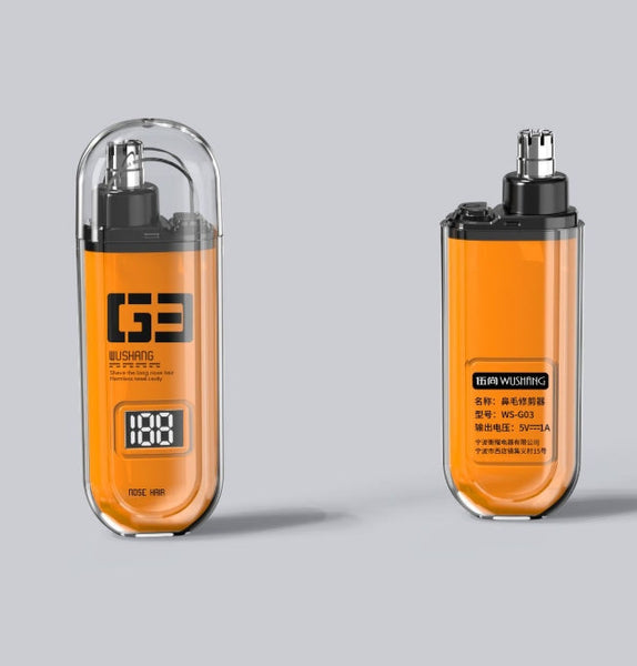 Orange Painless Electric Nose & Ear Hair Trimmer Usb C Rechargeable Grooming Tool With Led Battery Display For Men And Women Men's Shavers