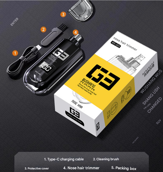 Orange Painless Electric Nose & Ear Hair Trimmer Usb C Rechargeable Grooming Tool With Led Battery Display For Men And Women Men's Shavers