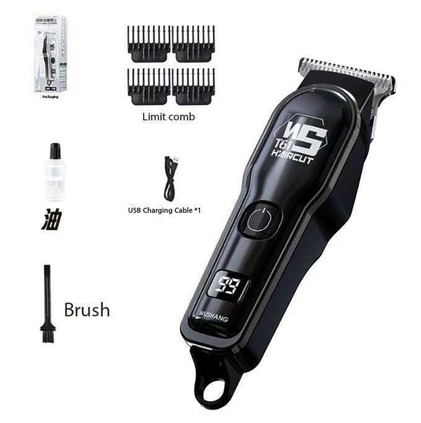 Black Professional Cordless Hair Clippers Usb Rechargeable Trimmer With Led Display For Barbers & Home Grooming Clippers & Trimmers