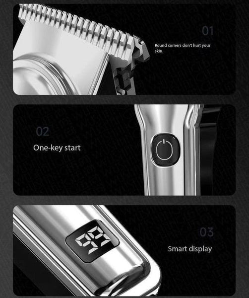 Black Professional Cordless Hair Clippers Usb Rechargeable Trimmer With Led Display For Barbers & Home Grooming Clippers & Trimmers