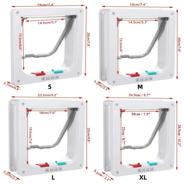Secure 4 Way Locking Pet Door For Cats & Small Dogs Easy Access Flap Doors Walls Glass(Size S) Doors & Flaps