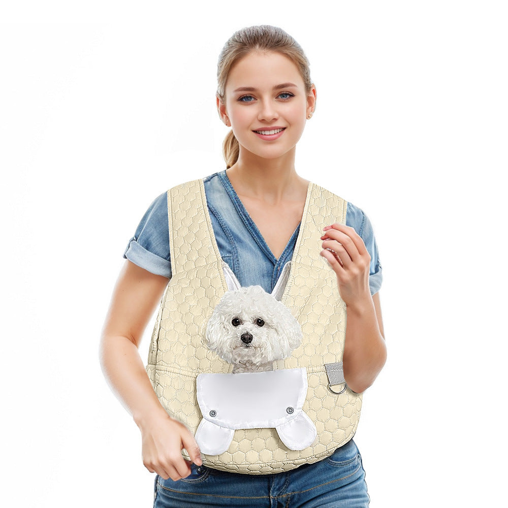 Khaki Hands Free Quilted Pet Carrier Sling Soft & Comfortable Front Pack For Small Dogs And Cats Pet Transport