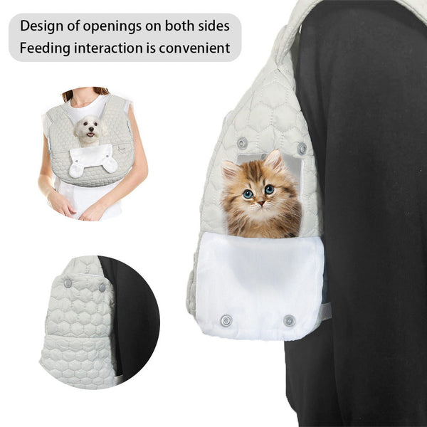 Grey Hands Free Quilted Pet Carrier Sling Soft & Comfortable Front Pack For Small Dogs And Cats Pet Transport