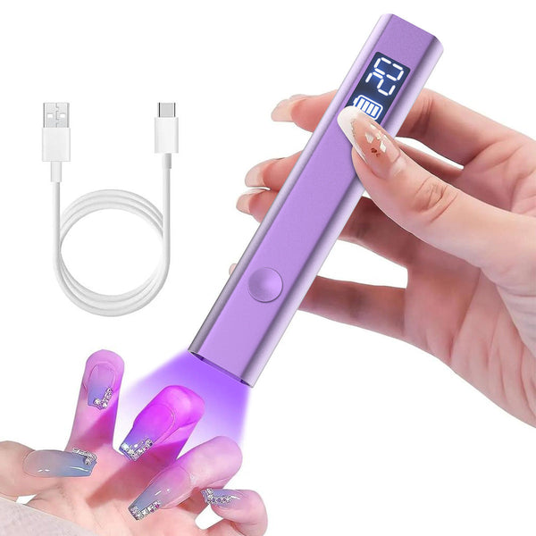 Purple Handheld Uv Led Nail Curing Pen Portable Usb C Rechargeable Light For Fast Drying Gel Polish & Art Nail Dryers & Lamps