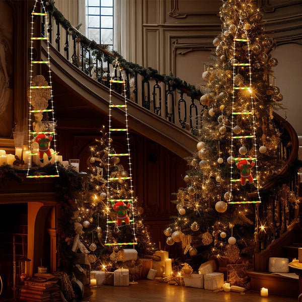 Festive Climbing Santa Led Ladder Light Usb Powered Outdoor Christmas Hanging Decoration With Remote(1.7M) Seasonal Decorations