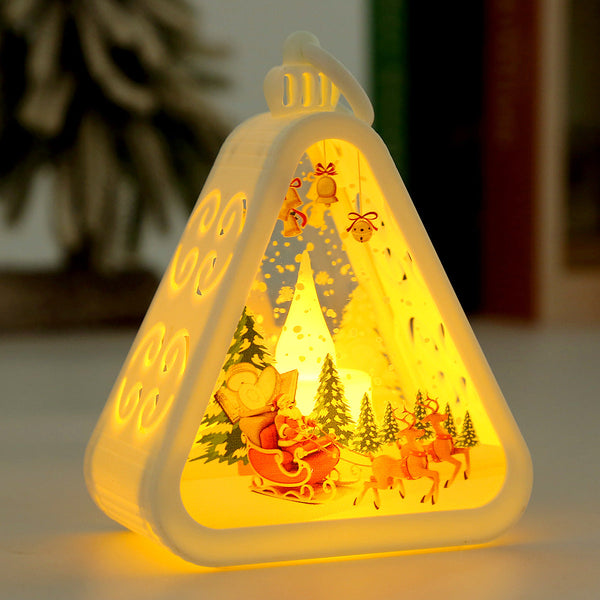 White Elk Charming Christmas Scene Mini Lanterns (Set Of 3) Battery Operated Led Lights For A Cozy Holiday Glow Seasonal Decorations
