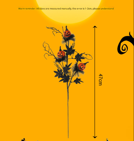 Halloween Black Twig & Pumpkin Stems (2 Pack) Artificial Floral Picks For Spooky Arrangements Seasonal Decorations