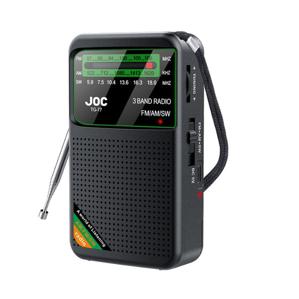 Black Joc Tg 77 Multi Band Rechargeable Radio For Seniors Automatic Channel Search Fm/Am/Sw Bands Portable Am/Fm Radios