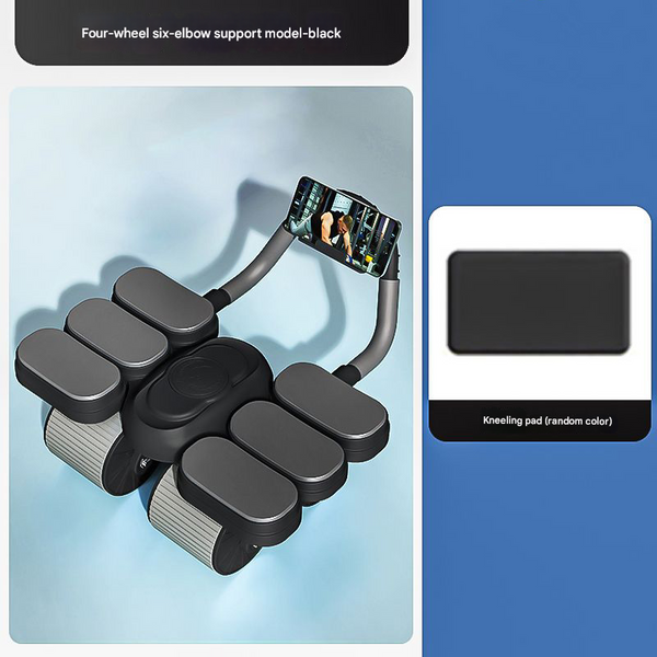 Black Six Elbow Four Wheel Automatic Rebound Abdominal Home Fitness Equipment For Toning Abs And Building Core Strength Abdominal Machines