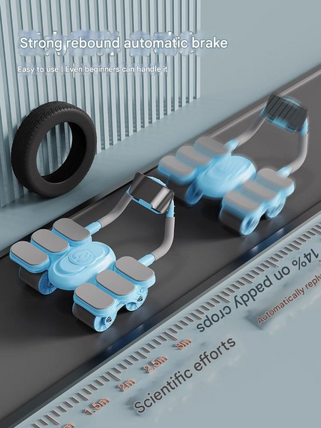 Black Six Elbow Four Wheel Automatic Rebound Abdominal Home Fitness Equipment For Toning Abs And Building Core Strength Abdominal Machines