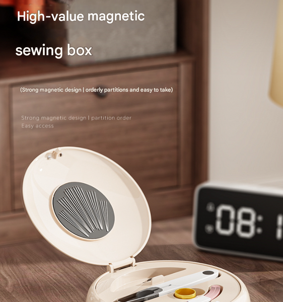 Cream Color Modern Portable Sewing Kit All In One Compact Organizer With Magnetic Pin Cushion For Home & Travel Other Sewing