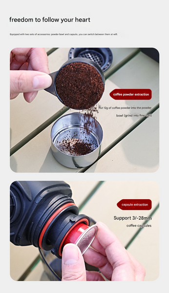 White Hand Press Espresso Machine Compatible With Capsules And Ground Coffee For Home Travel Outdoor Use Espresso & Cappuccino Machines