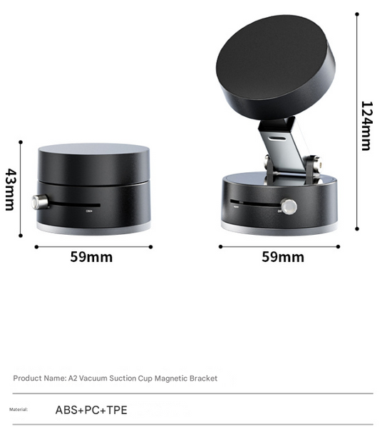Black Multi Functional Vacuum Suction Cup Stand Foldable Extendable Kitchen Lazy Person's Dual Sided Magnetic Phone Holder Mounts & Holders