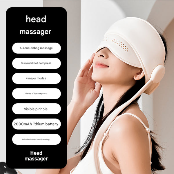 Capless Version Electric Head Massage Hat With Inflatable Airbags 6 Zone Scalp Therapy For Relaxation And Sleep Aid Massagers