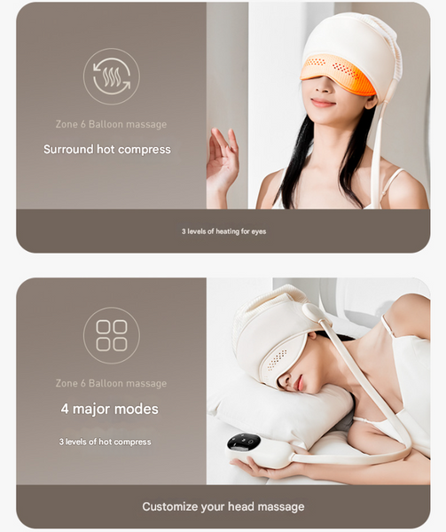Electric Head Massage Hat With Inflatable Airbags 6 Zone Scalp Therapy For Relaxation And Sleep Aid Massagers