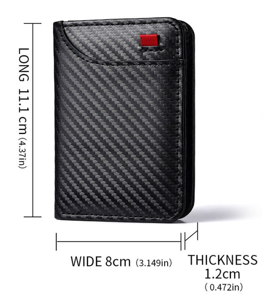 Coffee Colored Sleek Carbon Fiber Vertical Wallet For Men Slim Bifold Card Holder With Clear Id Window Wallets
