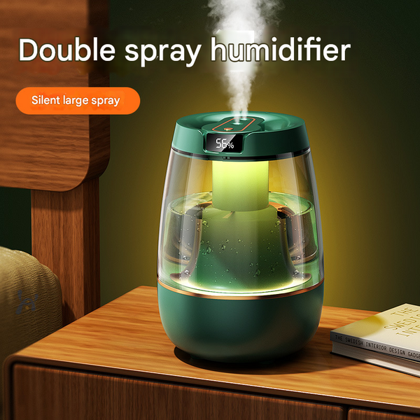 Green 3.5L Smart Cool Mist Humidifier With Dual Nozzle & Digital Display Ultra Quiet Air Purifier For Bedroom And Office Humidifiers