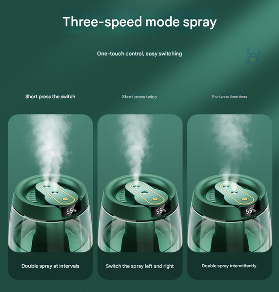 Green 3.5L Smart Cool Mist Humidifier With Dual Nozzle & Digital Display Ultra Quiet Air Purifier For Bedroom And Office Humidifiers