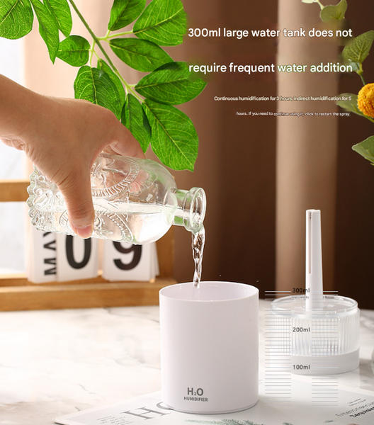 2 Piece White Mini Desktop Humidifier Portable Mist Maker For Home And Car Use Humidifiers