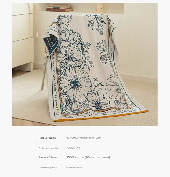 Flower Fairy 40S Pure Cotton Gauze Bath Towel Extra Large Thick Soft And Highly Absorbent For Adults Towels & Washcloths