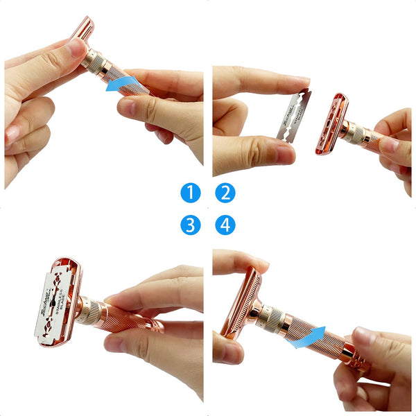 Bronze Color Premium Adjustable Double Edge Safety Razor Kit 8 Setting Precision Shave With Stand & 5 Blades Men's Shavers