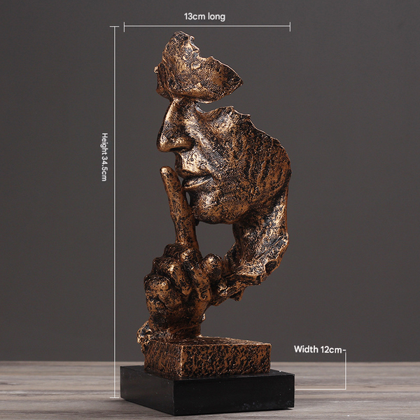 Gold Modern 'Silence Is Golden' Abstract Sculpture Nordic Resin Art Statue For Office & Living Room Decor Ornaments & Statues