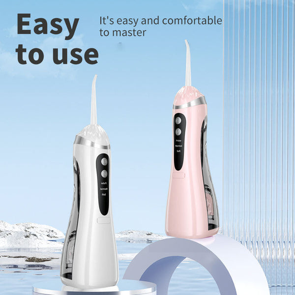 Black Cordless Water Flosser & Oral Irrigator Portable Teeth Cleaner With 3 Modes 4 Jet Tips Dental Floss & Flossers