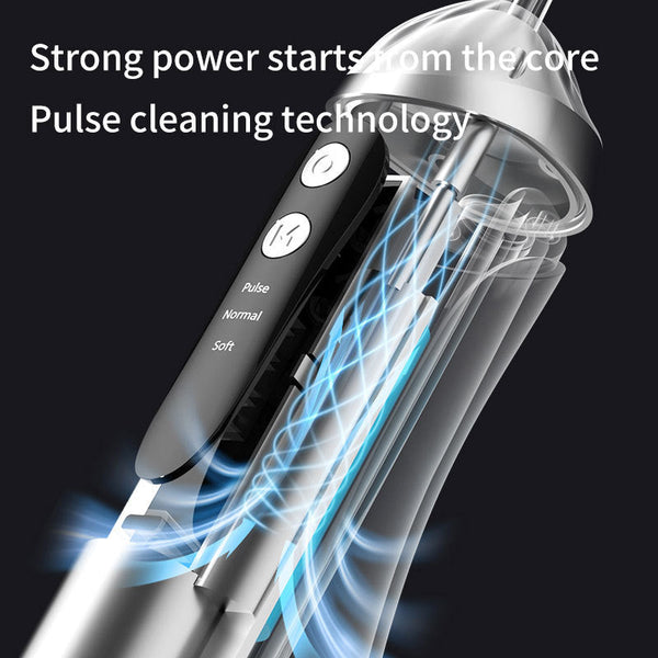 Black Cordless Water Flosser & Oral Irrigator Portable Teeth Cleaner With 3 Modes 4 Jet Tips Dental Floss & Flossers