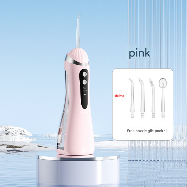 White Cordless Water Flosser & Oral Irrigator Portable Teeth Cleaner With 3 Modes 4 Jet Tips Dental Floss & Flossers