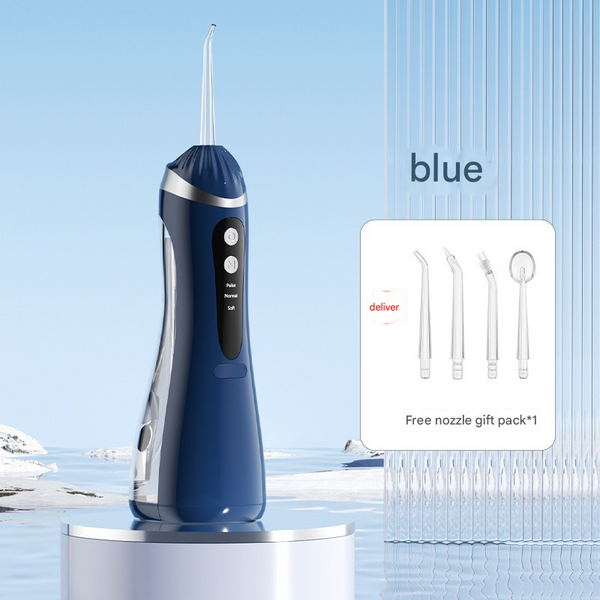 Blue Cordless Water Flosser & Oral Irrigator Portable Teeth Cleaner With 3 Modes 4 Jet Tips Dental Floss & Flossers