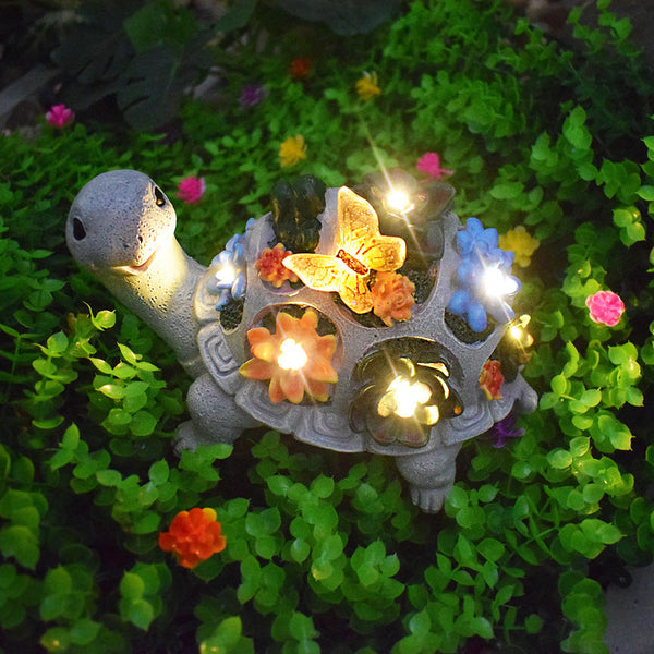 And Butterfly Charming Solar Powered Animal Garden Statue Waterproof Resin Figurine With Glowing Led Accents Sculptures & Figurines