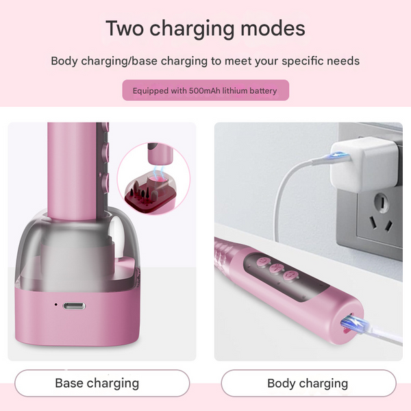 Pink Professional Electric Nail Drill Kit 6 Speed 18000Rpm Rechargeable Manicure & Pedicure File For Polishing Grinding Gel Removal Electric Files & T