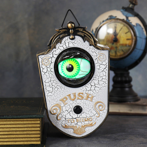 2 Piece White Halloween Animated Eyeball Doorbell Spooky Light Up Prop With Scary Sounds For Party & Decoration Party Decorations