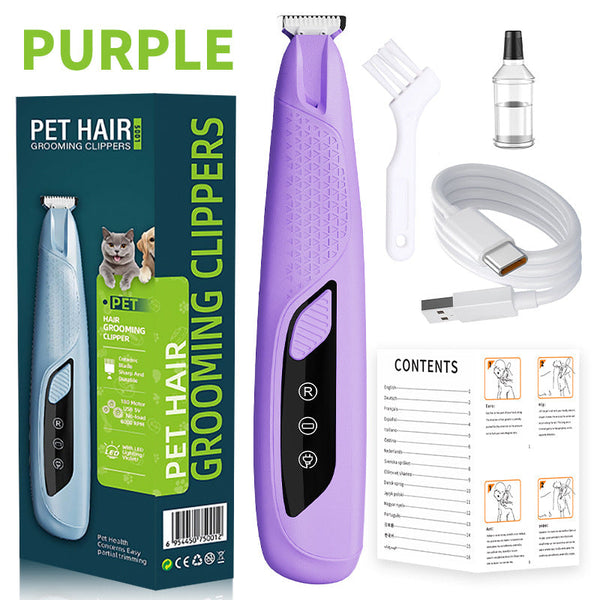 Purple Precision Pet Paw Trimmer Waterproof & Rechargeable Grooming Clipper For Dog Cat Paws Eyes And Ears Dog Grooming