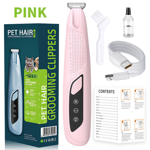Pink Precision Pet Paw Trimmer Waterproof & Rechargeable Grooming Clipper For Dog Cat Paws Eyes And Ears Dog Grooming