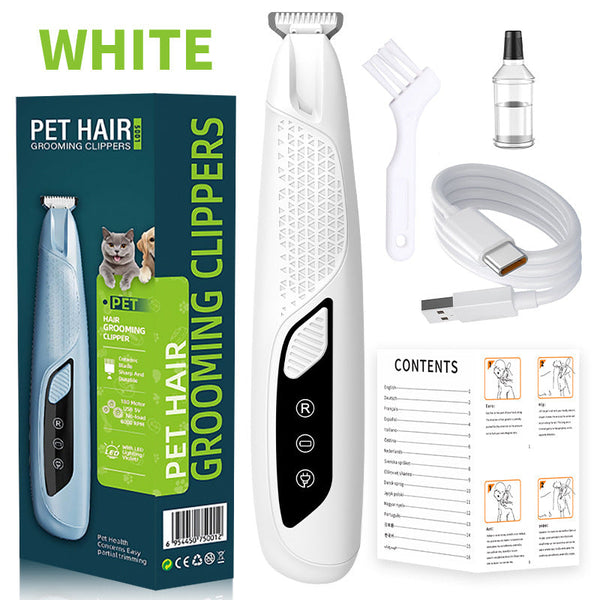 White Precision Pet Paw Trimmer Waterproof & Rechargeable Grooming Clipper For Dog Cat Paws Eyes And Ears Dog Grooming
