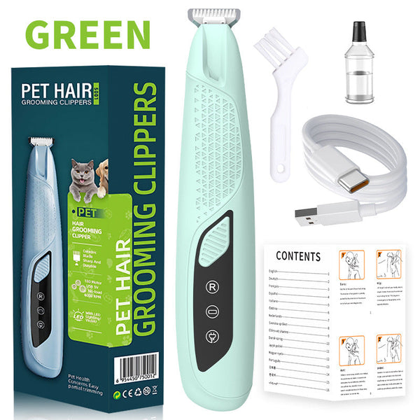 Green Precision Pet Paw Trimmer Waterproof & Rechargeable Grooming Clipper For Dog Cat Paws Eyes And Ears Dog Grooming