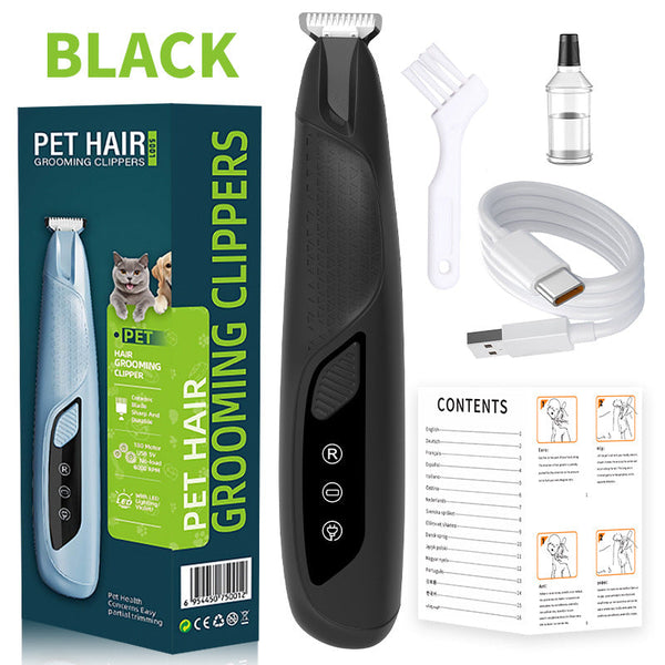 Black Precision Pet Paw Trimmer Waterproof & Rechargeable Grooming Clipper For Dog Cat Paws Eyes And Ears Dog Grooming