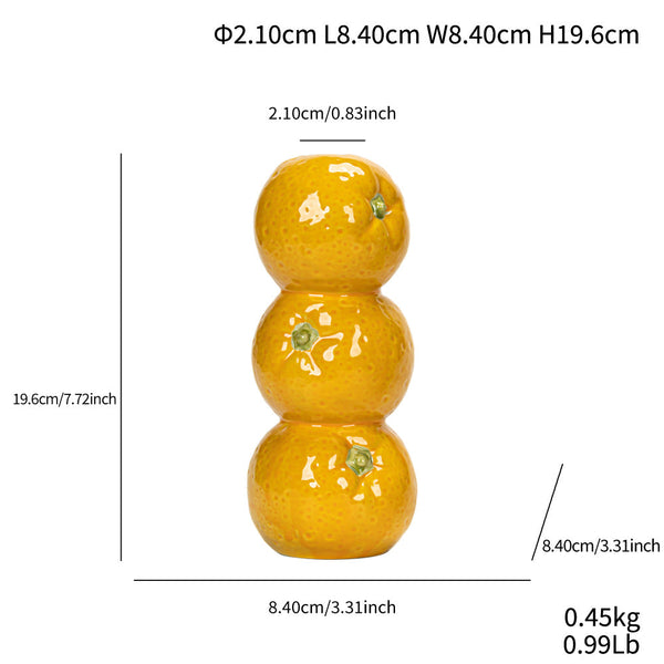 Orange Whimsical Stacked Fruit Ceramic Vase Nordic Style Flower Holder For Modern Home Decor Vases