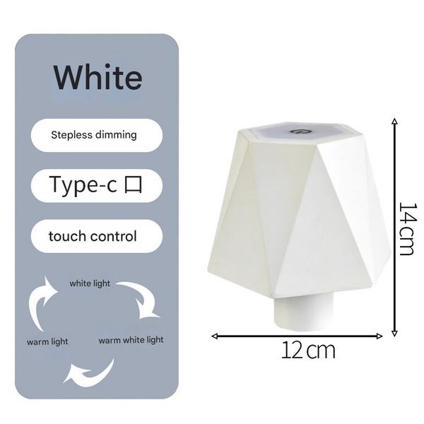 Triangular White Cordless Led Bottle Lamp Rechargeable Touch Control Table Light With 3 Color Modes Lamps