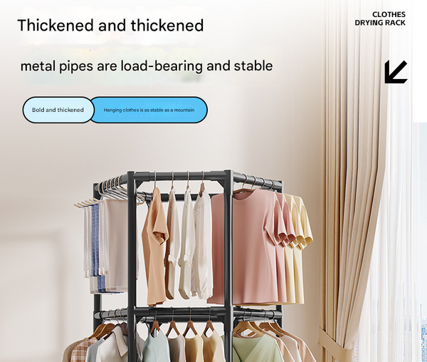 White Single Layer 360° Rotating Portable Garment Rack Heavy Duty Rolling Clothes Stand With Wheels For Bedroom & Laundry Garment Racks