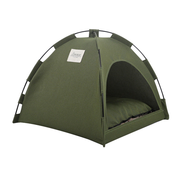 Green Premium Portable Pet Tent Bed With Cooling Mat Breathable Foldable Outdoor Indoor Cat Dog House Shelter For Summer(Size: L) Pet Beds