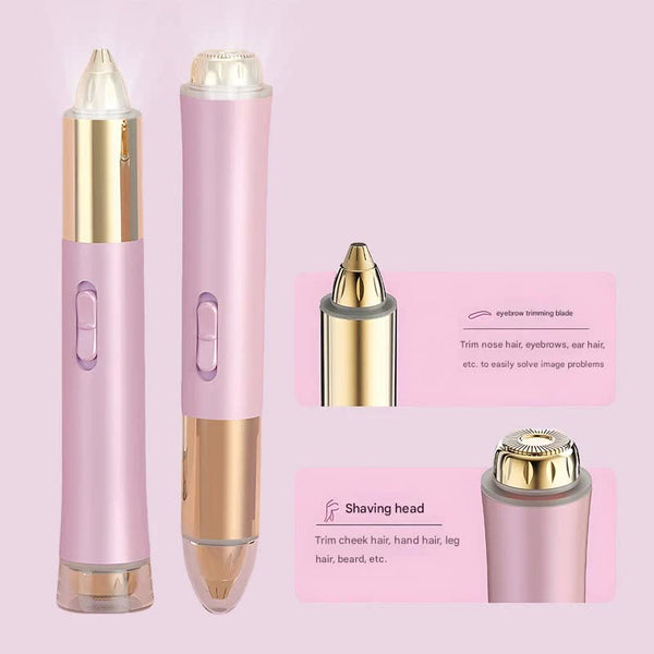 2 In 1 Electric Hair Remover For Women Eyebrow Trimmer & Facial/Body Shaver With Led Light Usb C Rechargeable White Clippers & Trimmers