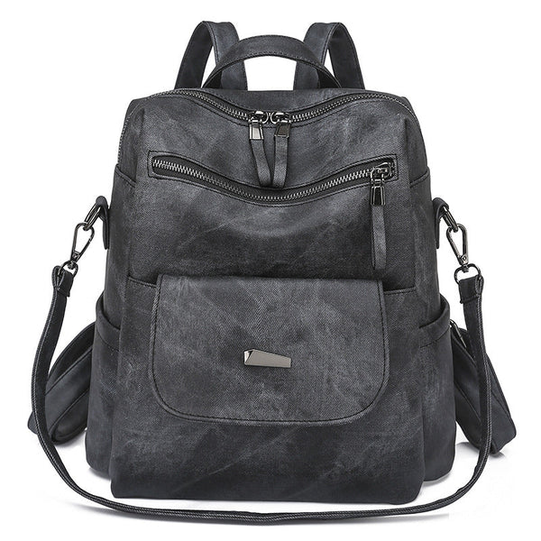 Stylish Women's Pu Leather Backpack Versatile Shoulder Bag With Multiple Pockets Black Women's Bags & Handbags