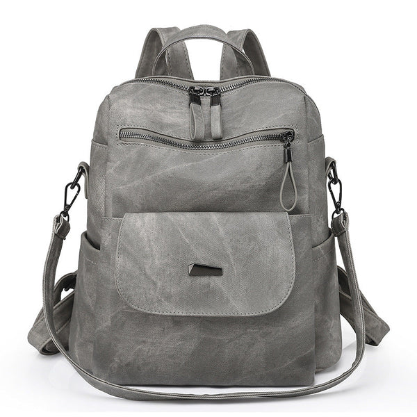 Stylish Women's Pu Leather Backpack Versatile Shoulder Bag With Multiple Pockets Gray Women's Bags & Handbags